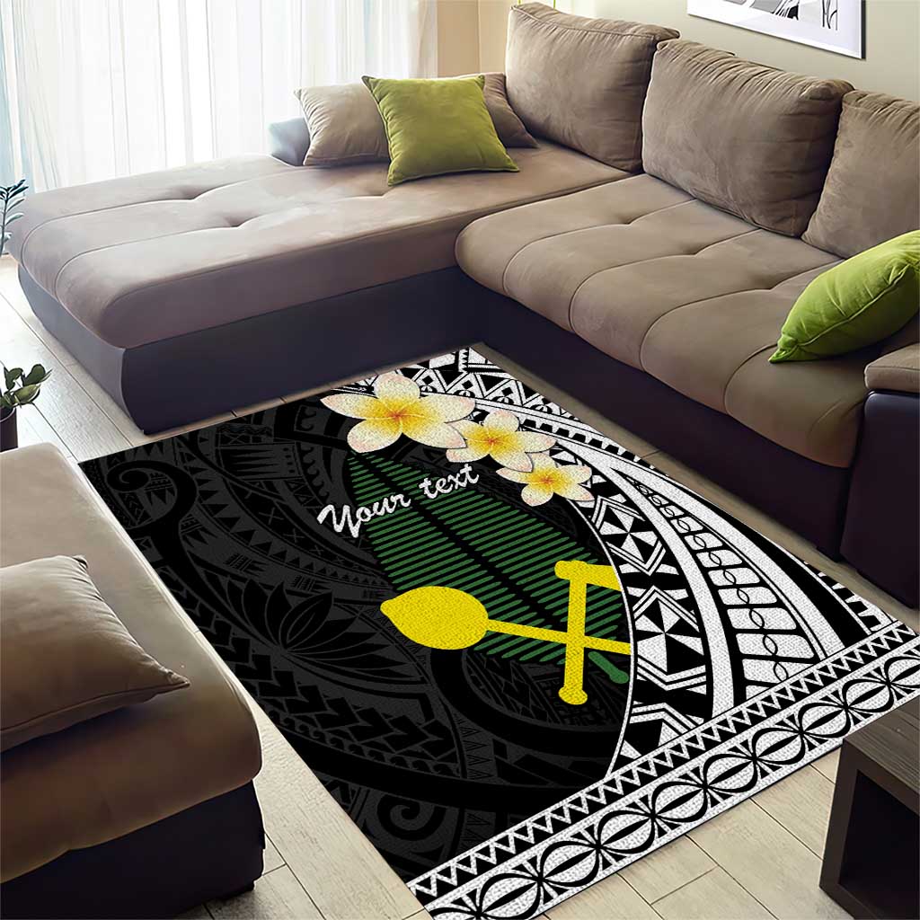 Alo Chiefdom Wallis and Futuna Personalized Area Rug Frangipani Flowers Polynesian Pattern