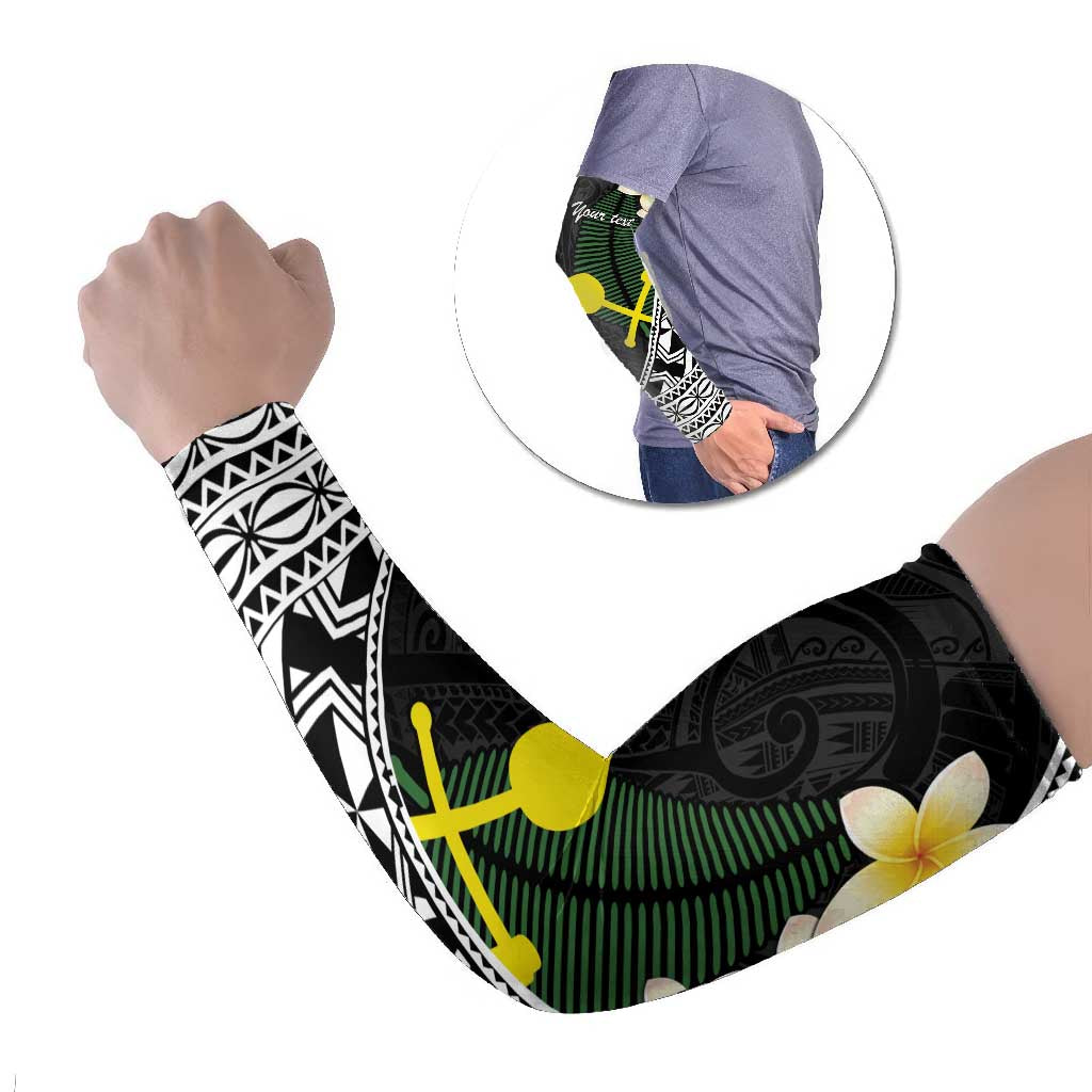 Alo Chiefdom Wallis and Futuna Personalized Arm Sleeves Frangipani Flowers Polynesian Pattern - Polynesian Pride