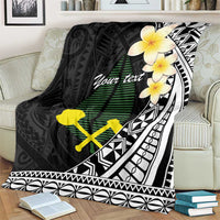 Alo Chiefdom Wallis and Futuna Personalized Blanket Frangipani Flowers Polynesian Pattern