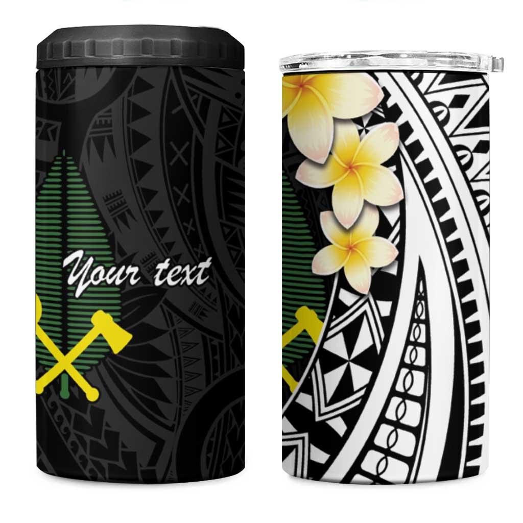 Alo Chiefdom Wallis and Futuna Personalized 4 in 1 Can Cooler Tumbler Frangipani Flowers Polynesian Pattern