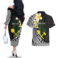 Alo Chiefdom Wallis and Futuna Personalized Couples Matching Off The Shoulder Long Sleeve Dress and Hawaiian Shirt Frangipani Flowers Polynesian Pattern