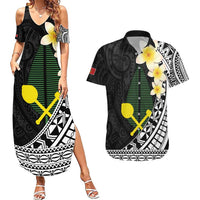 Alo Chiefdom Wallis and Futuna Personalized Couples Matching Summer Maxi Dress and Hawaiian Shirt Frangipani Flowers Polynesian Pattern