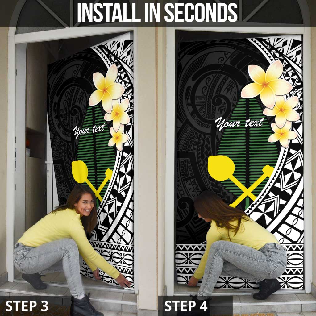 Alo Chiefdom Wallis and Futuna Personalized Door Cover Frangipani Flowers Polynesian Pattern - Polynesian Pride