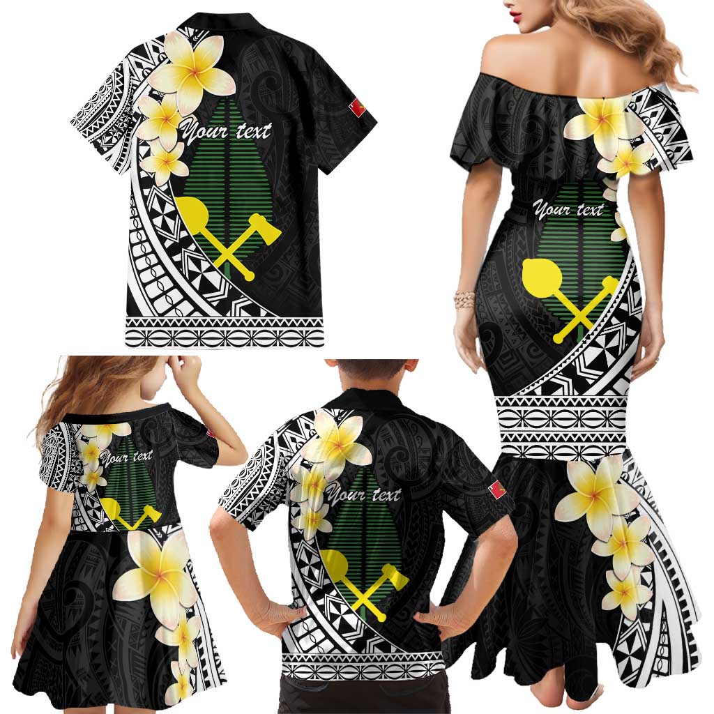 Alo Chiefdom Wallis and Futuna Personalized Family Matching Mermaid Dress and Hawaiian Shirt Frangipani Flowers Polynesian Pattern