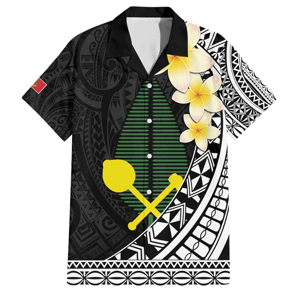 Alo Chiefdom Wallis and Futuna Personalized Family Matching Off The Shoulder Long Sleeve Dress and Hawaiian Shirt Frangipani Flowers Polynesian Pattern