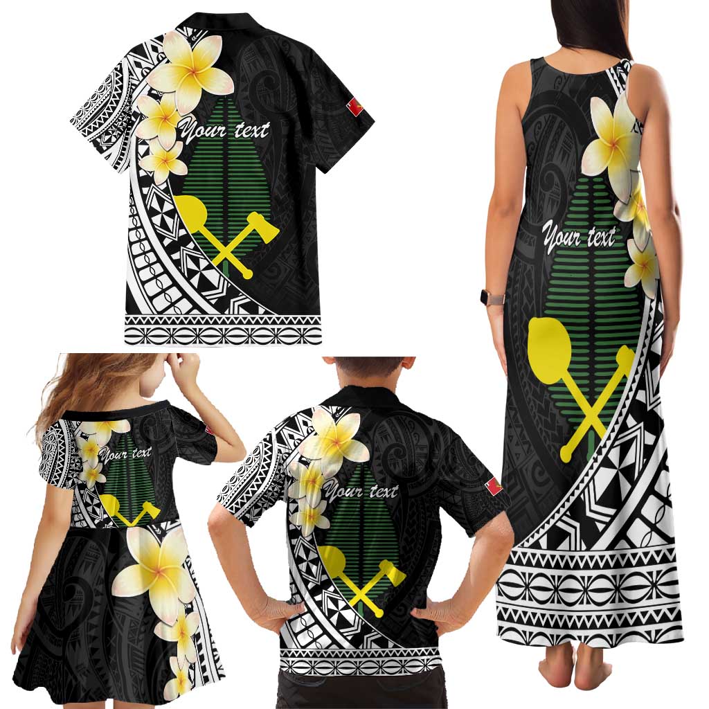 Alo Chiefdom Wallis and Futuna Personalized Family Matching Tank Maxi Dress and Hawaiian Shirt Frangipani Flowers Polynesian Pattern