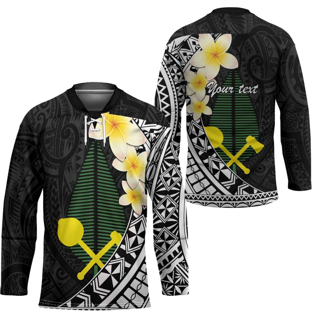 Alo Chiefdom Wallis and Futuna Personalized Hockey Jersey Frangipani Flowers Polynesian Pattern - Polynesian Pride