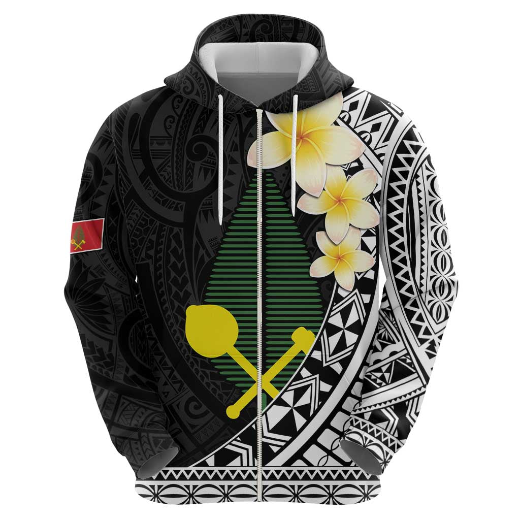 Alo Chiefdom Wallis and Futuna Personalized Hoodie Frangipani Flowers Polynesian Pattern
