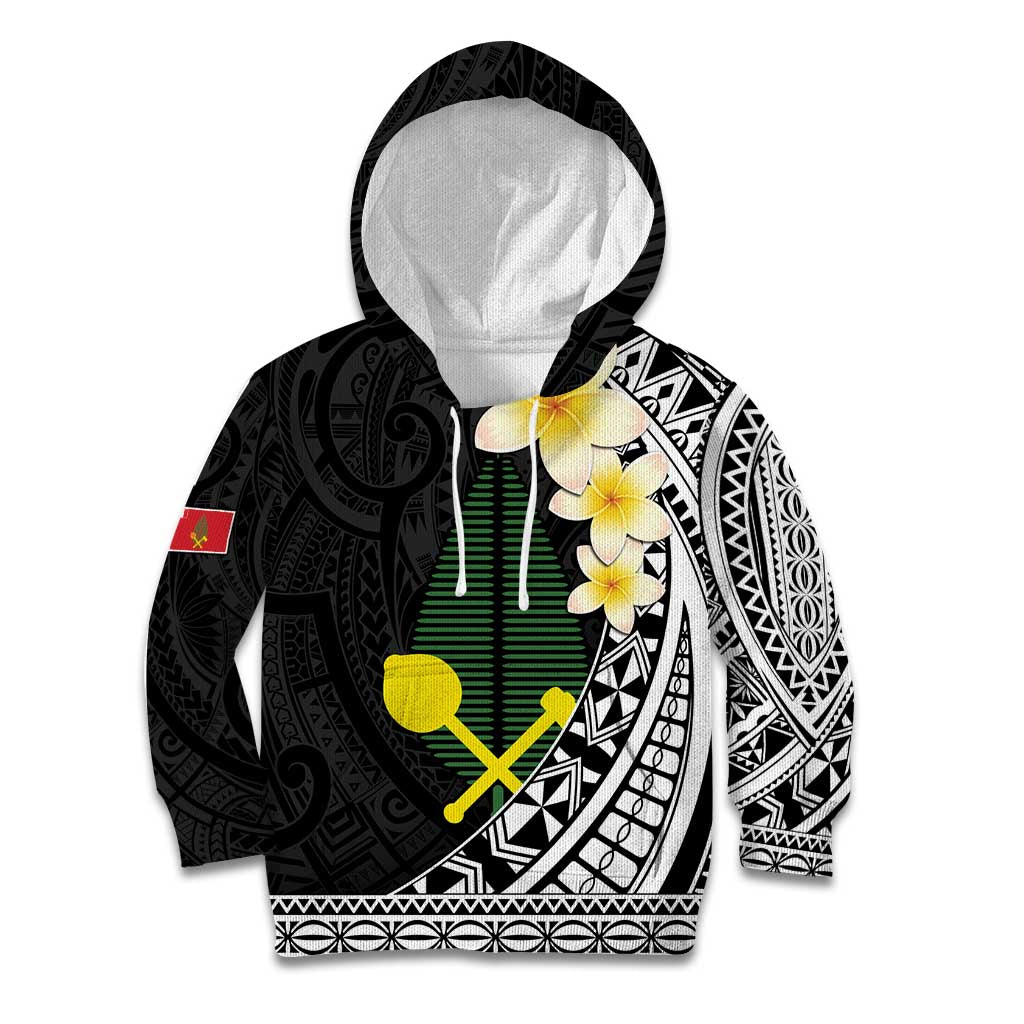 Alo Chiefdom Wallis and Futuna Personalized Kid Hoodie Frangipani Flowers Polynesian Pattern