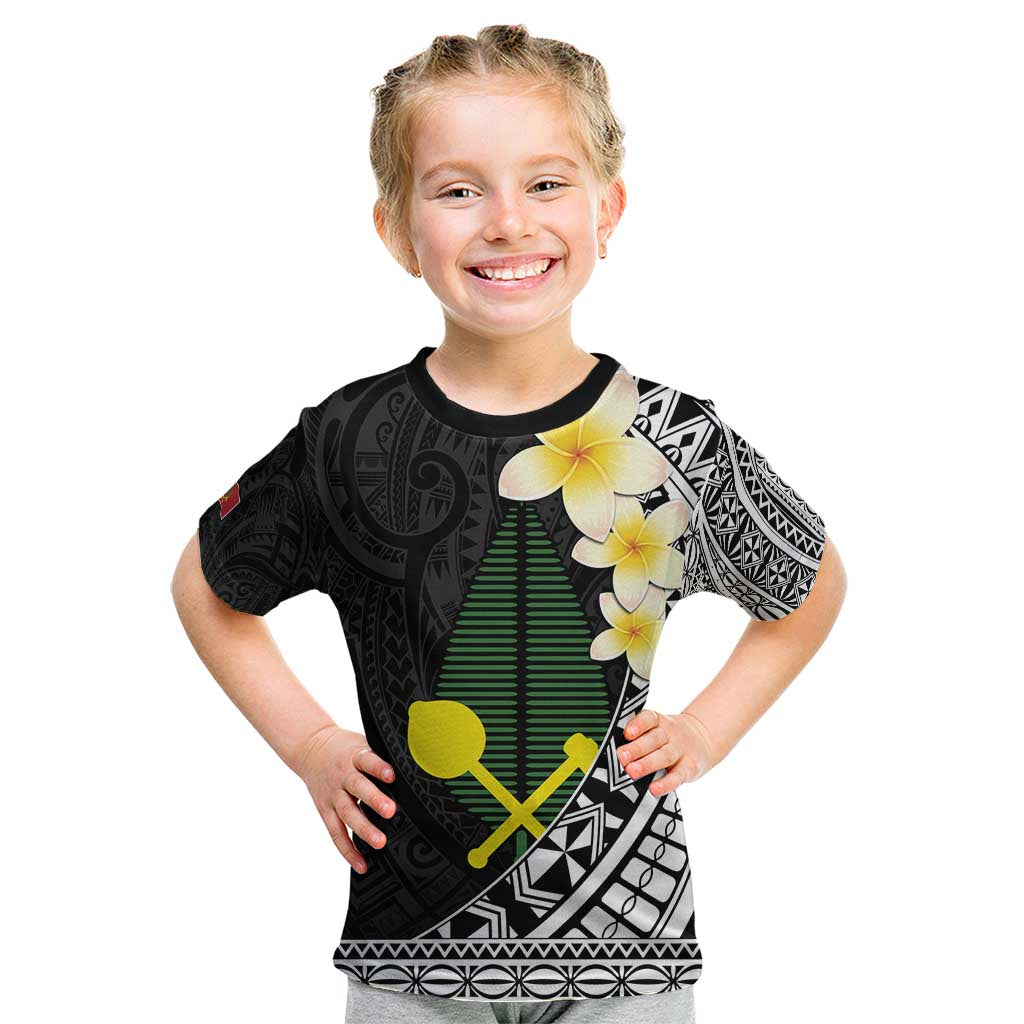 Alo Chiefdom Wallis and Futuna Personalized Kid T Shirt Frangipani Flowers Polynesian Pattern