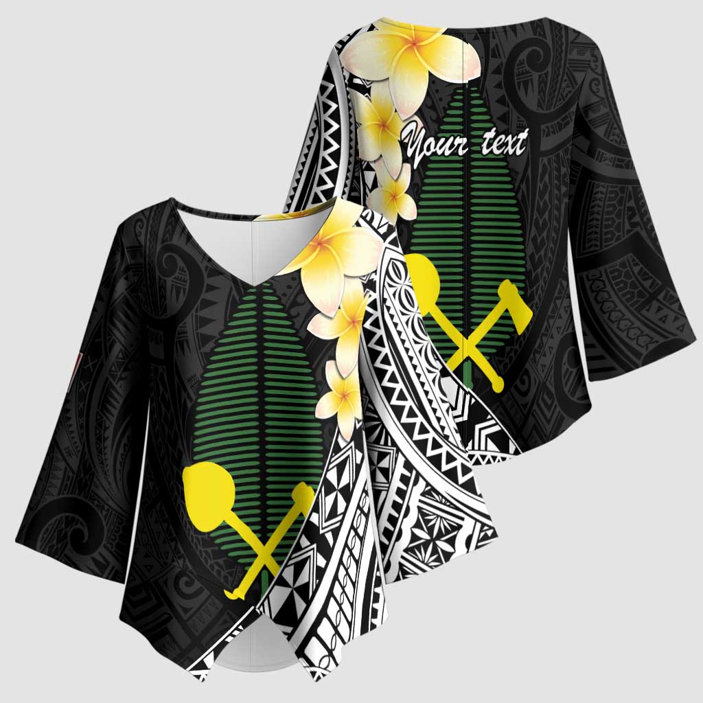 Alo Chiefdom Wallis and Futuna Personalized Kimono Sleeve Blouse Frangipani Flowers Polynesian Pattern - Polynesian Pride