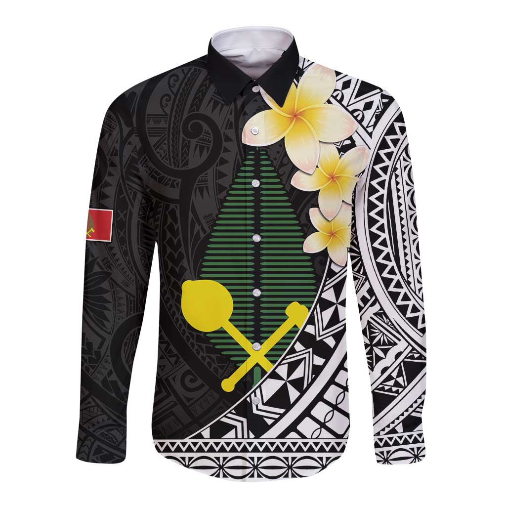 Alo Chiefdom Wallis and Futuna Personalized Long Sleeve Button Shirt Frangipani Flowers Polynesian Pattern