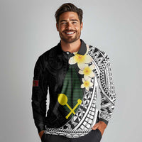 Alo Chiefdom Wallis and Futuna Personalized Long Sleeve Polo Shirt Frangipani Flowers Polynesian Pattern