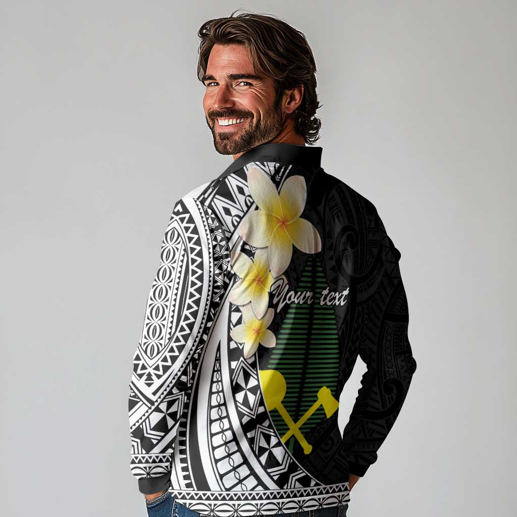 Alo Chiefdom Wallis and Futuna Personalized Long Sleeve Polo Shirt Frangipani Flowers Polynesian Pattern