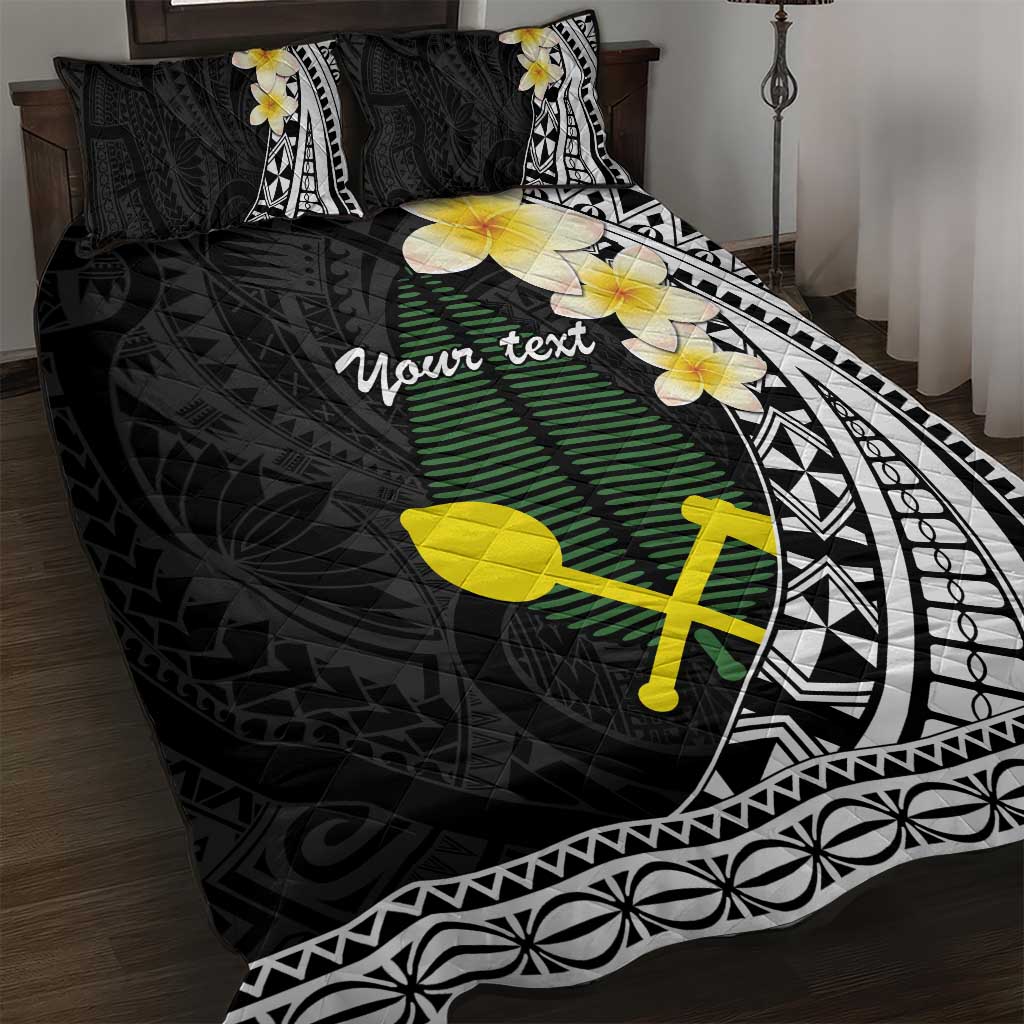 Alo Chiefdom Wallis and Futuna Personalized Quilt Bed Set Frangipani Flowers Polynesian Pattern