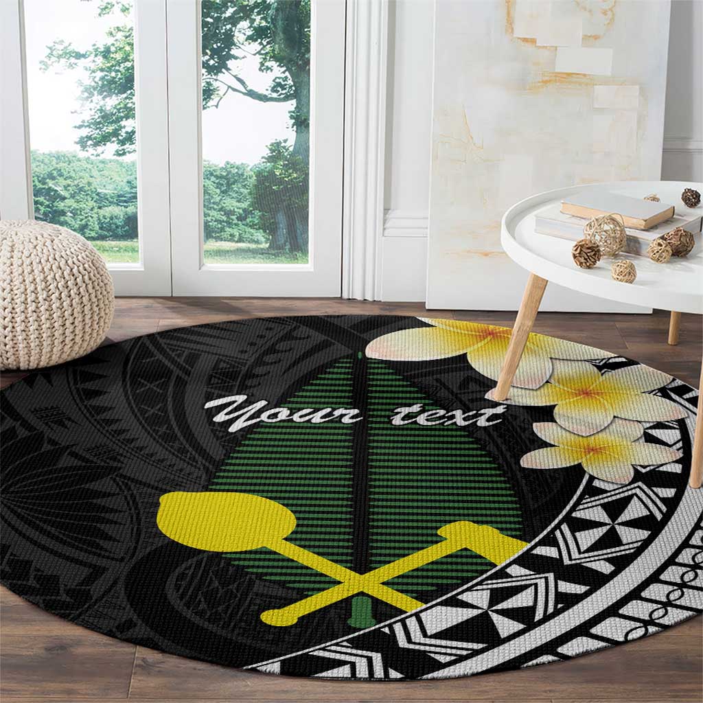 Alo Chiefdom Wallis and Futuna Personalized Round Carpet Frangipani Flowers Polynesian Pattern
