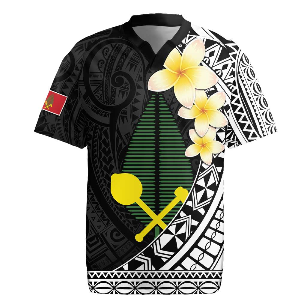 Alo Chiefdom Wallis and Futuna Personalized Rugby Jersey Frangipani Flowers Polynesian Pattern