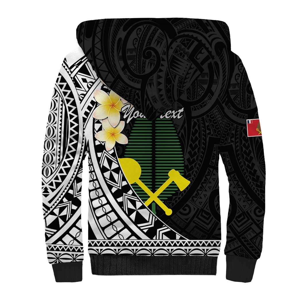 Alo Chiefdom Wallis and Futuna Personalized Sherpa Hoodie Frangipani Flowers Polynesian Pattern