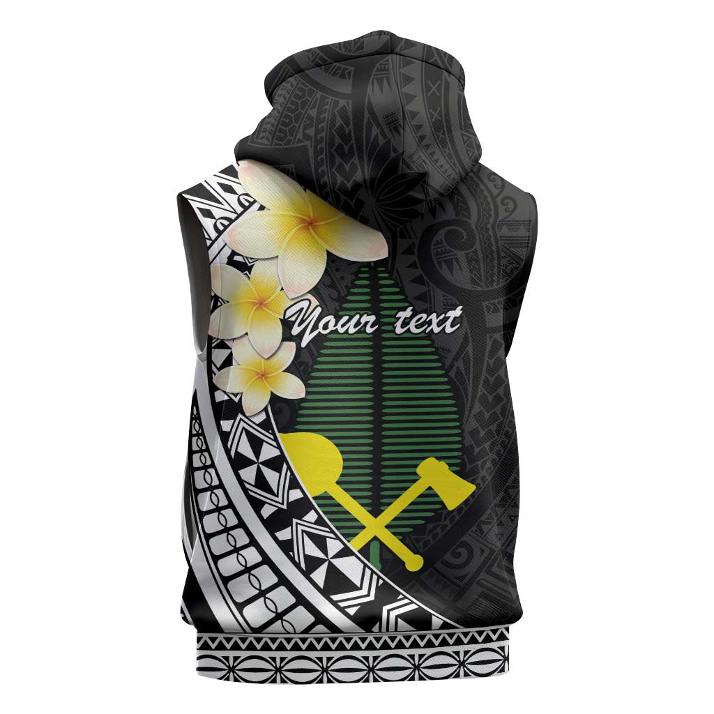 Alo Chiefdom Wallis and Futuna Personalized Sleeveless Zip Hoodie Frangipani Flowers Polynesian Pattern - Polynesian Pride