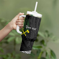 Alo Chiefdom Wallis and Futuna Personalized Tumbler With Handle Frangipani Flowers Polynesian Pattern