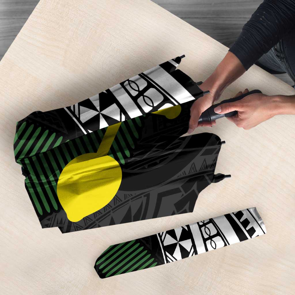 Alo Chiefdom Wallis and Futuna Personalized Umbrella Frangipani Flowers Polynesian Pattern - Polynesian Pride