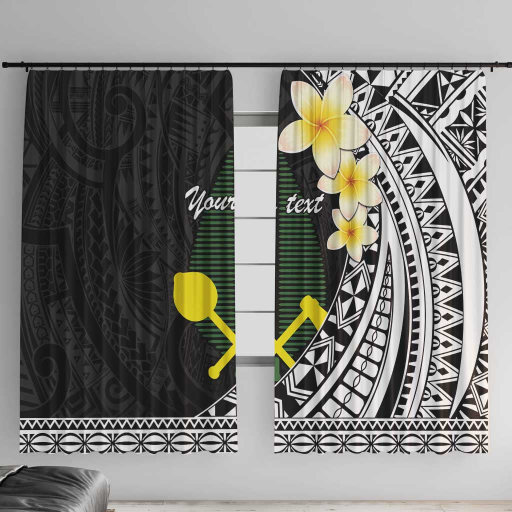 Alo Chiefdom Wallis and Futuna Personalized Window Curtain Frangipani Flowers Polynesian Pattern