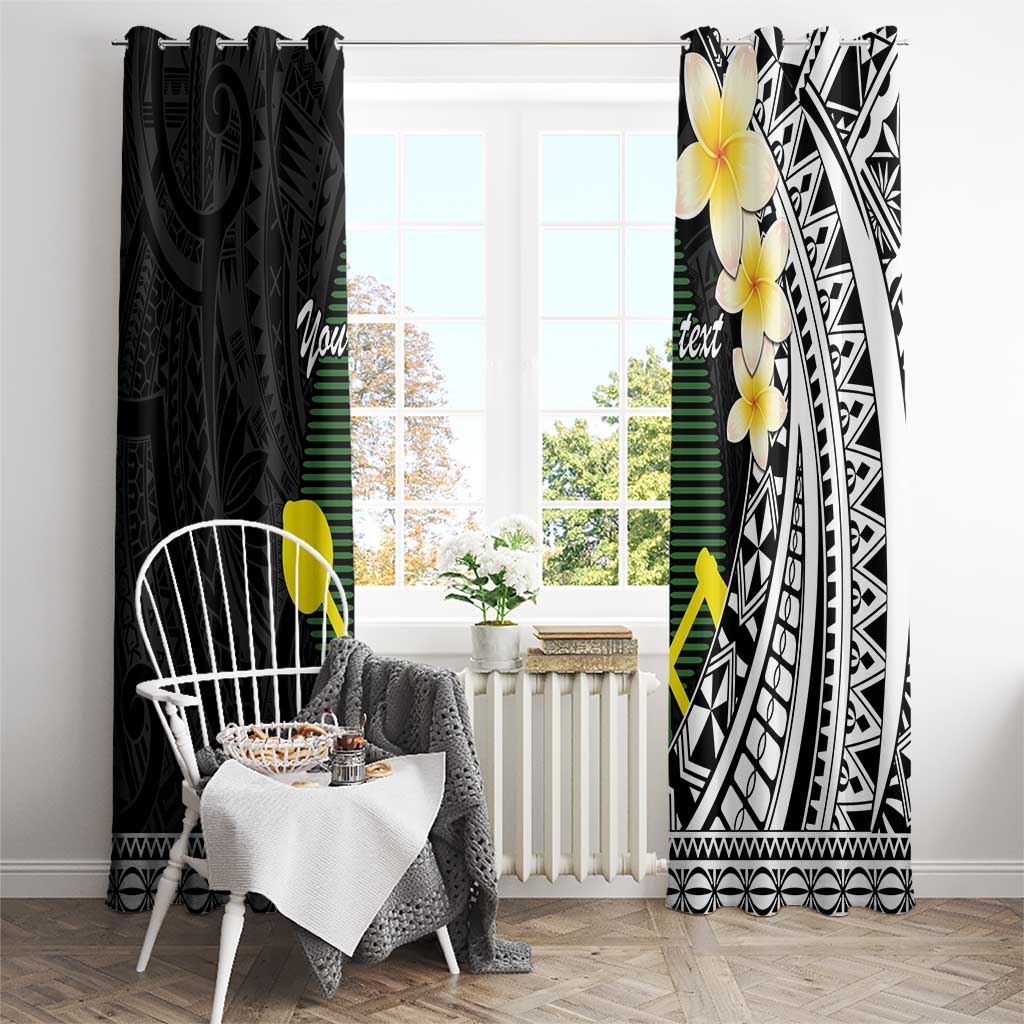 Alo Chiefdom Wallis and Futuna Personalized Window Curtain Frangipani Flowers Polynesian Pattern