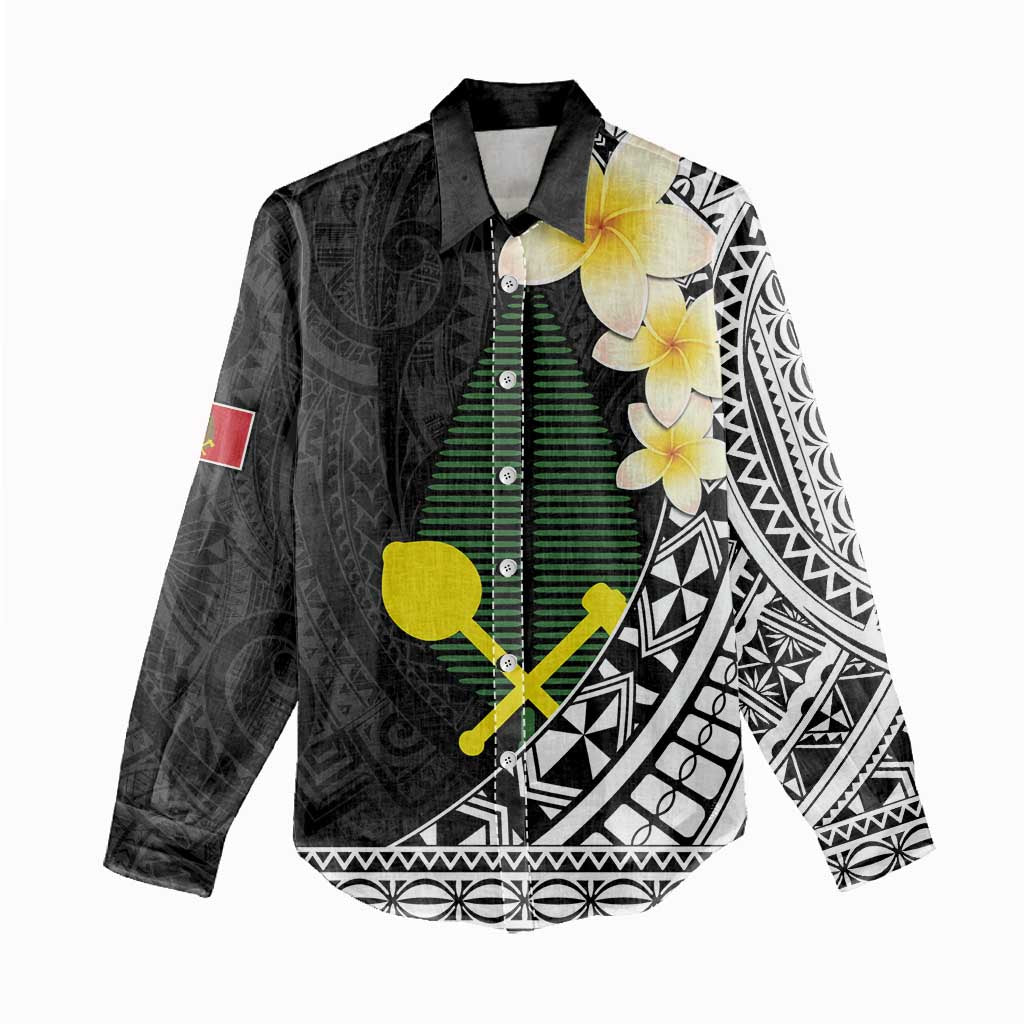 Alo Chiefdom Wallis and Futuna Personalized Women Casual Shirt Frangipani Flowers Polynesian Pattern