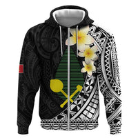 Alo Chiefdom Wallis and Futuna Personalized Zip Hoodie Frangipani Flowers Polynesian Pattern