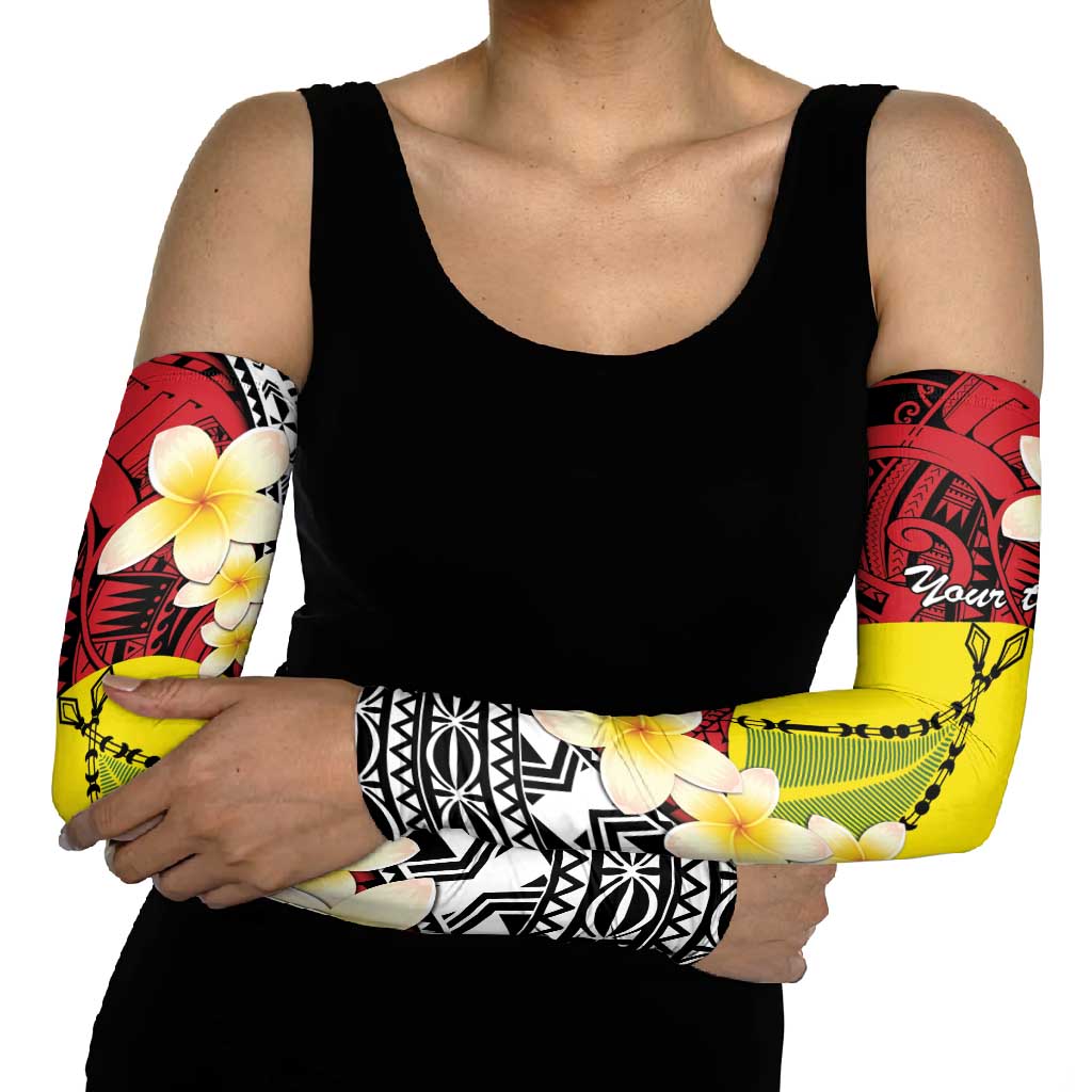 Sigave Chiefdom Wallis and Futuna Personalized Arm Sleeves Frangipani Flowers Polynesian Pattern - Polynesian Pride
