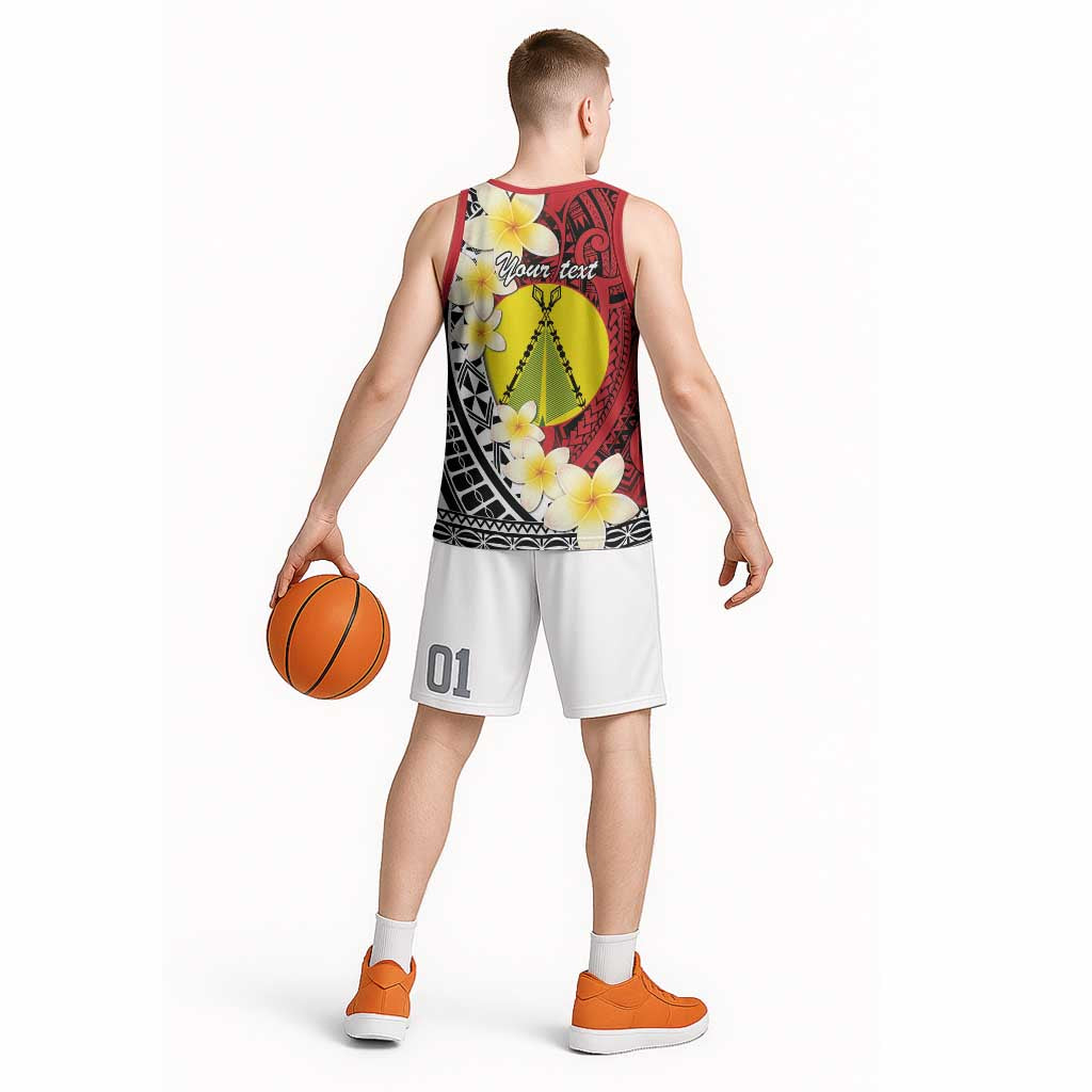 Sigave Chiefdom Wallis and Futuna Personalized Basketball Jersey Frangipani Flowers Polynesian Pattern - Polynesian Pride