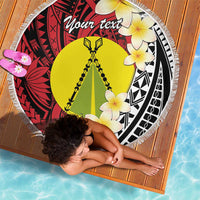 Sigave Chiefdom Wallis and Futuna Personalized Beach Blanket Frangipani Flowers Polynesian Pattern