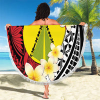 Sigave Chiefdom Wallis and Futuna Personalized Beach Blanket Frangipani Flowers Polynesian Pattern