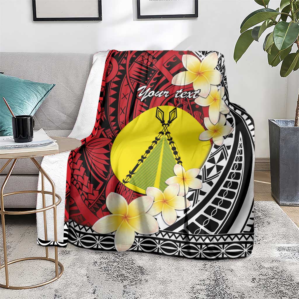 Sigave Chiefdom Wallis and Futuna Personalized Blanket Frangipani Flowers Polynesian Pattern