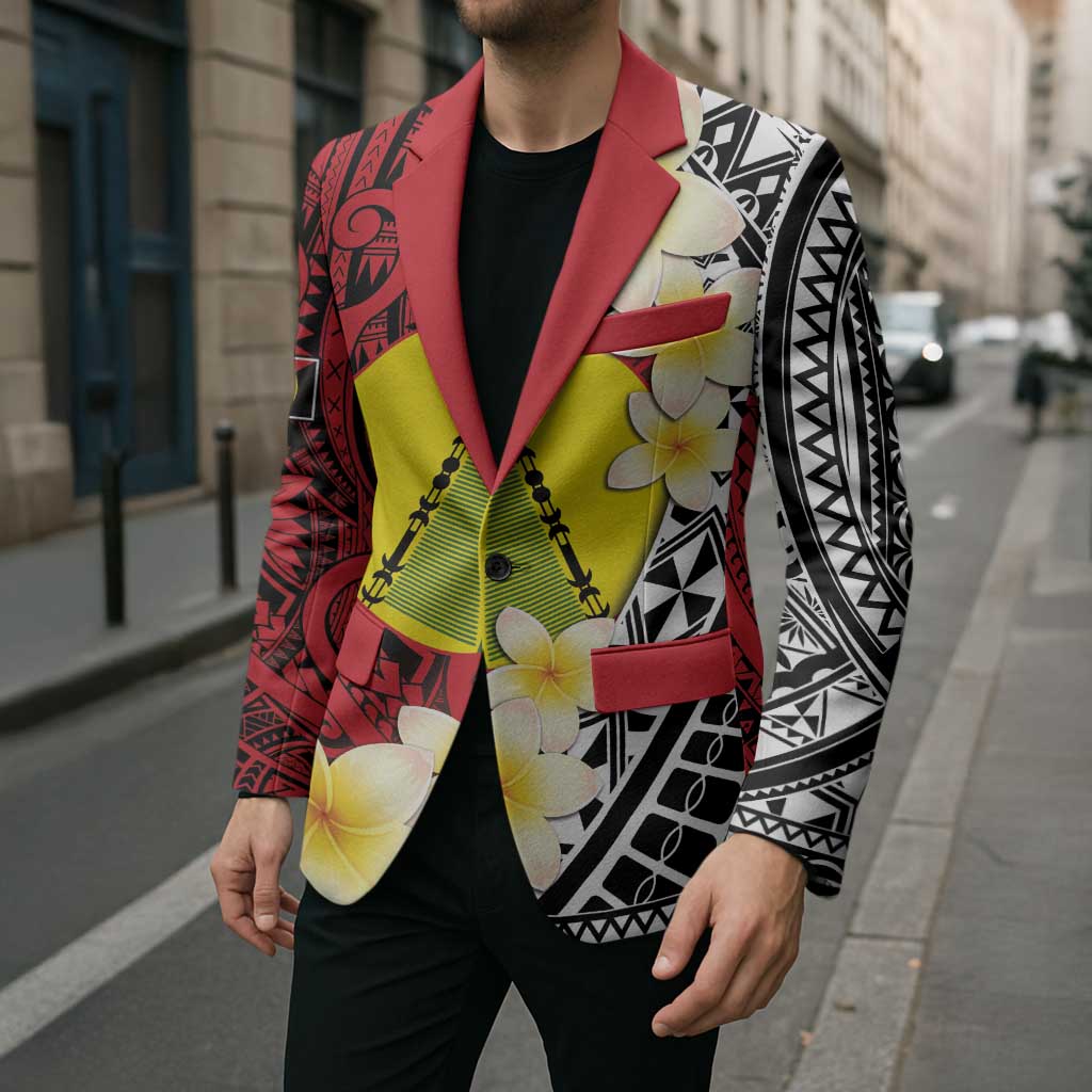 Sigave Chiefdom Wallis and Futuna Personalized Blazer Frangipani Flowers Polynesian Pattern - Polynesian Pride