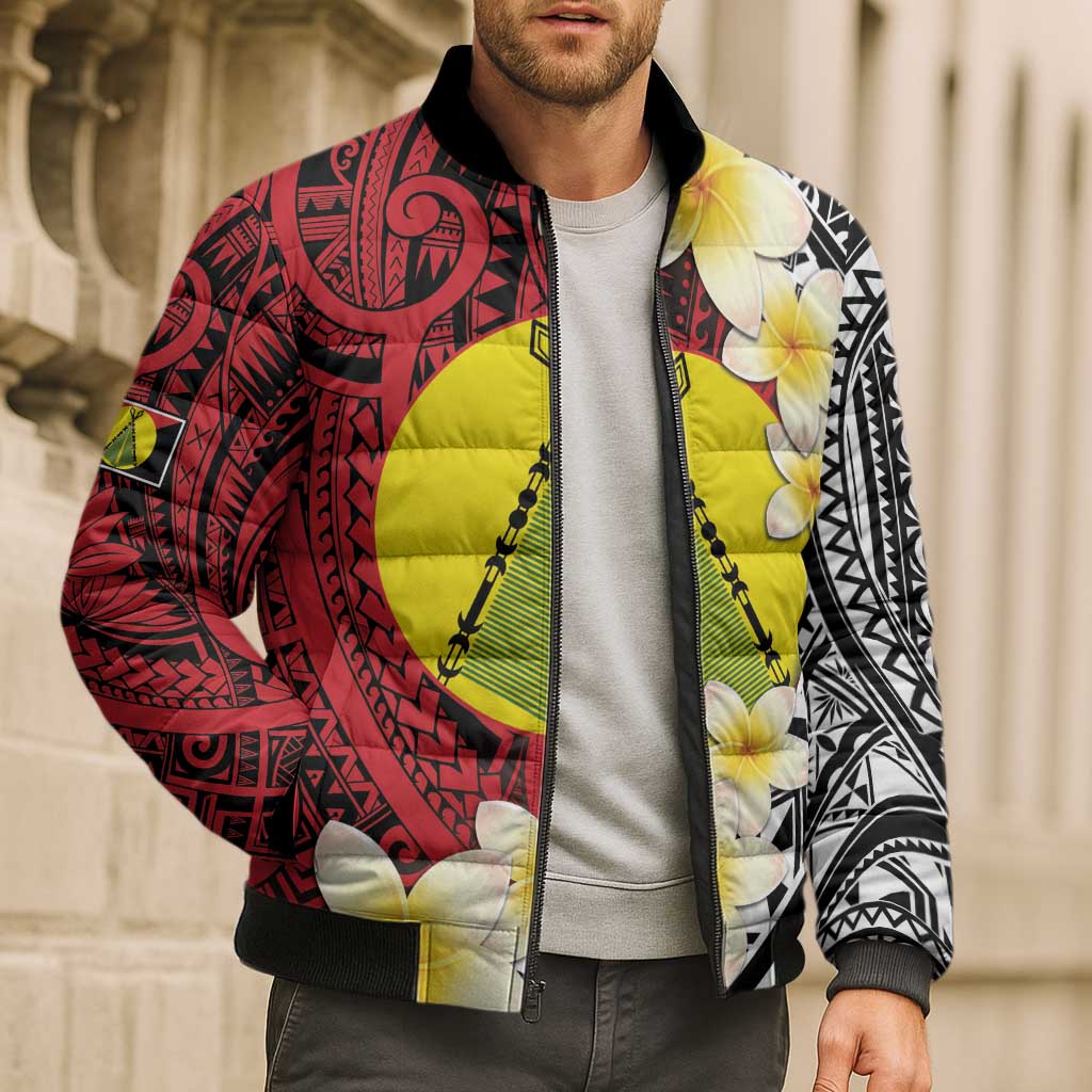 Sigave Chiefdom Wallis and Futuna Personalized Bomber Puffer Jacket Frangipani Flowers Polynesian Pattern - Polynesian Pride