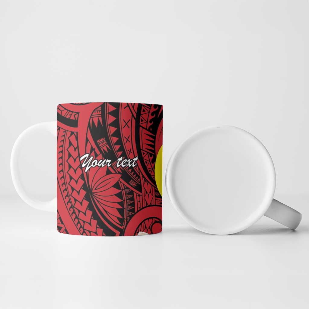 Sigave Chiefdom Wallis and Futuna Personalized Ceramic Mug Frangipani Flowers Polynesian Pattern - Polynesian Pride