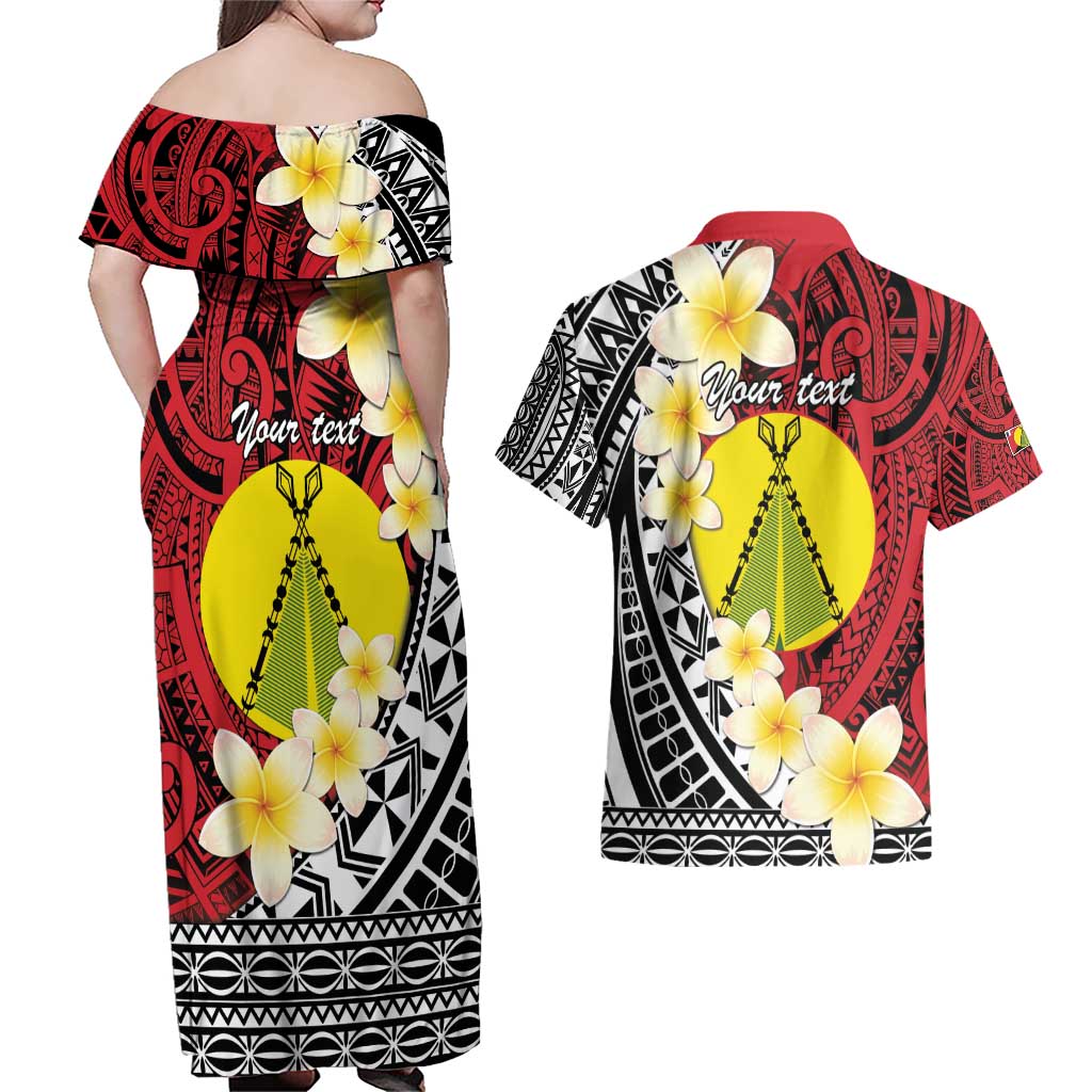 Sigave Chiefdom Wallis and Futuna Personalized Couples Matching Off Shoulder Maxi Dress and Hawaiian Shirt Frangipani Flowers Polynesian Pattern