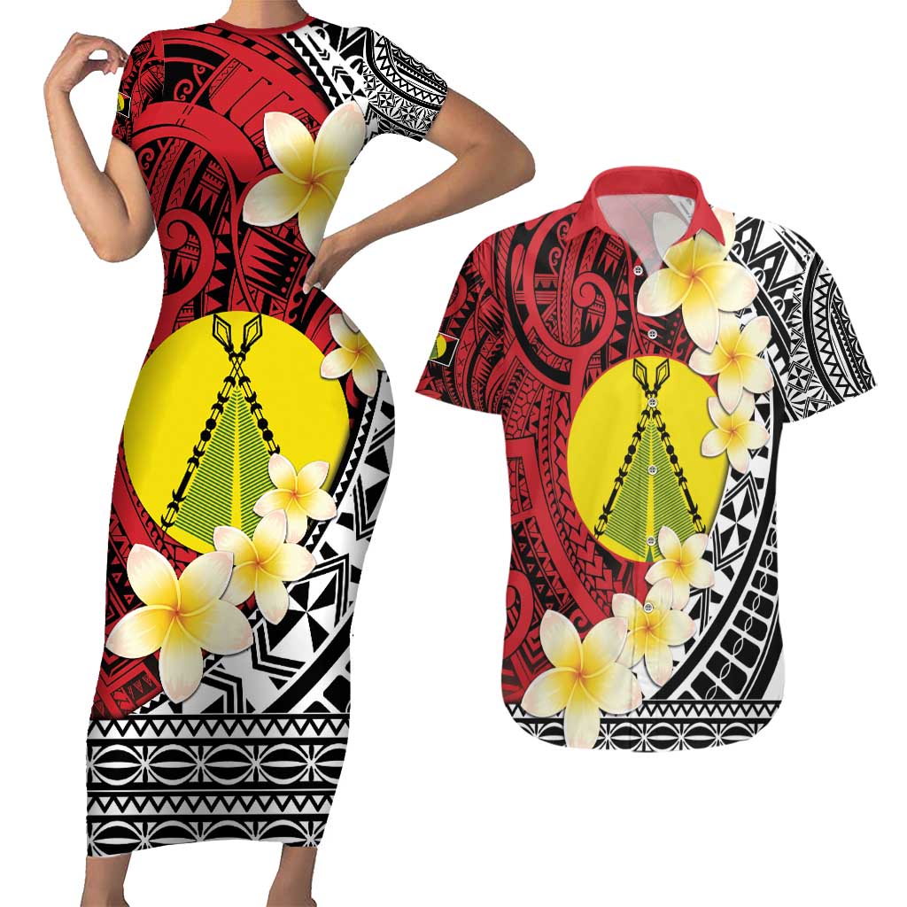 Sigave Chiefdom Wallis and Futuna Personalized Couples Matching Short Sleeve Bodycon Dress and Hawaiian Shirt Frangipani Flowers Polynesian Pattern