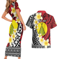 Sigave Chiefdom Wallis and Futuna Personalized Couples Matching Short Sleeve Bodycon Dress and Hawaiian Shirt Frangipani Flowers Polynesian Pattern