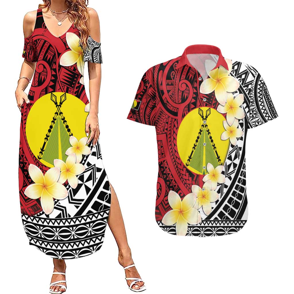 Sigave Chiefdom Wallis and Futuna Personalized Couples Matching Summer Maxi Dress and Hawaiian Shirt Frangipani Flowers Polynesian Pattern