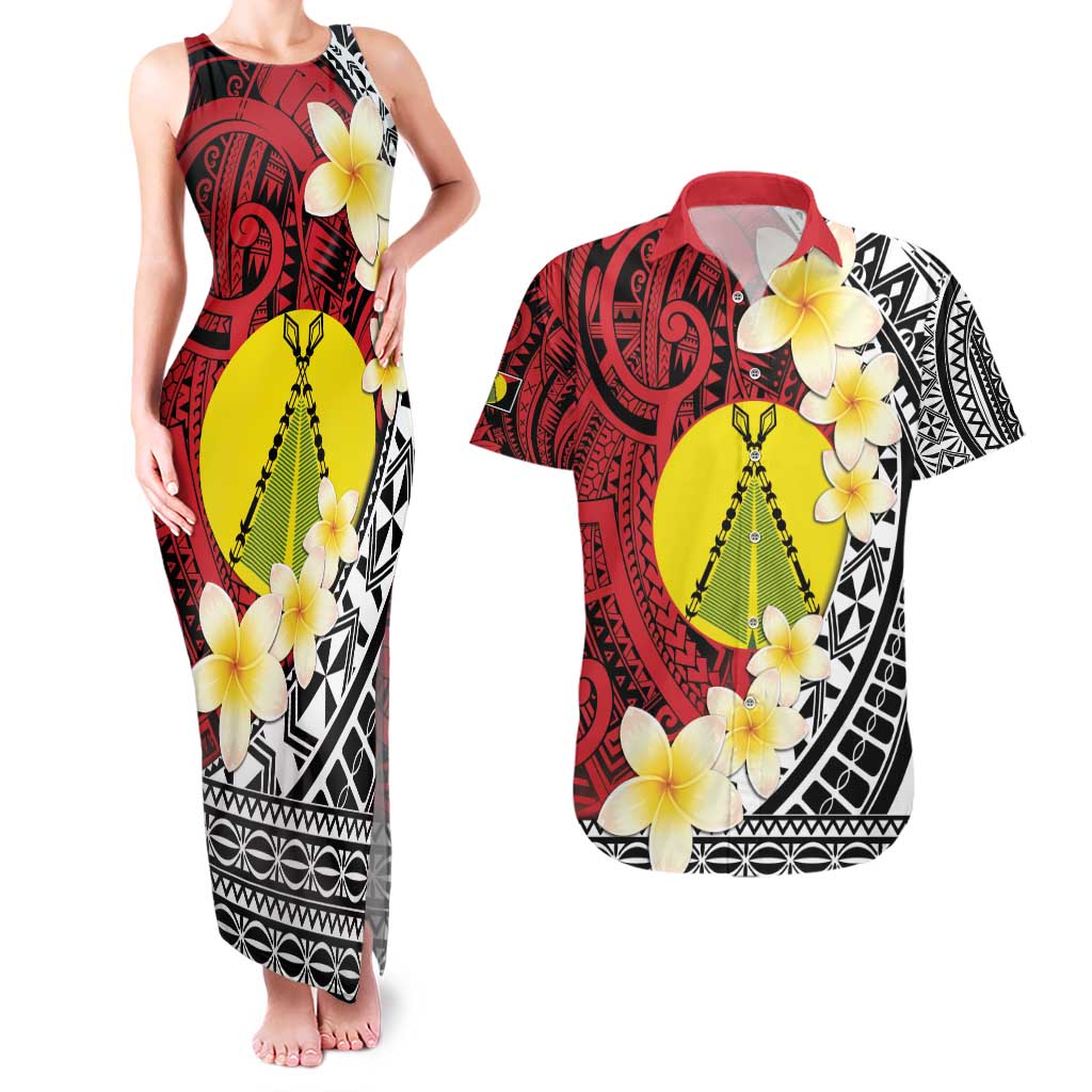Sigave Chiefdom Wallis and Futuna Personalized Couples Matching Tank Maxi Dress and Hawaiian Shirt Frangipani Flowers Polynesian Pattern