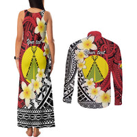 Sigave Chiefdom Wallis and Futuna Personalized Couples Matching Tank Maxi Dress and Long Sleeve Button Shirt Frangipani Flowers Polynesian Pattern