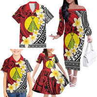 Sigave Chiefdom Wallis and Futuna Personalized Family Matching Off The Shoulder Long Sleeve Dress and Hawaiian Shirt Frangipani Flowers Polynesian Pattern