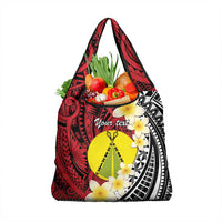 Sigave Chiefdom Wallis and Futuna Personalized Grocery Bag Frangipani Flowers Polynesian Pattern
