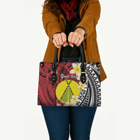 Sigave Chiefdom Wallis and Futuna Personalized Leather Bag Frangipani Flowers Polynesian Pattern - Polynesian Pride