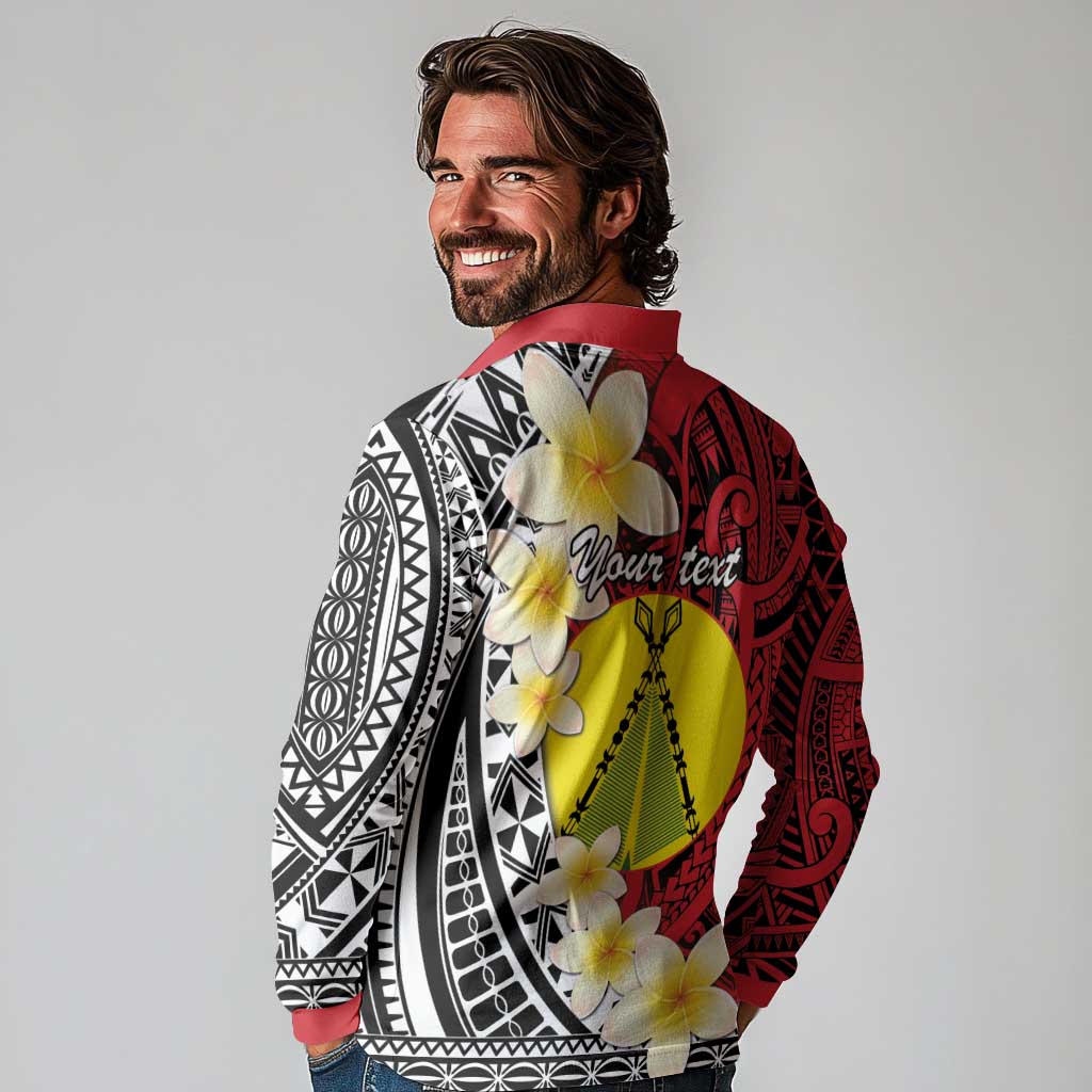 Sigave Chiefdom Wallis and Futuna Personalized Long Sleeve Polo Shirt Frangipani Flowers Polynesian Pattern