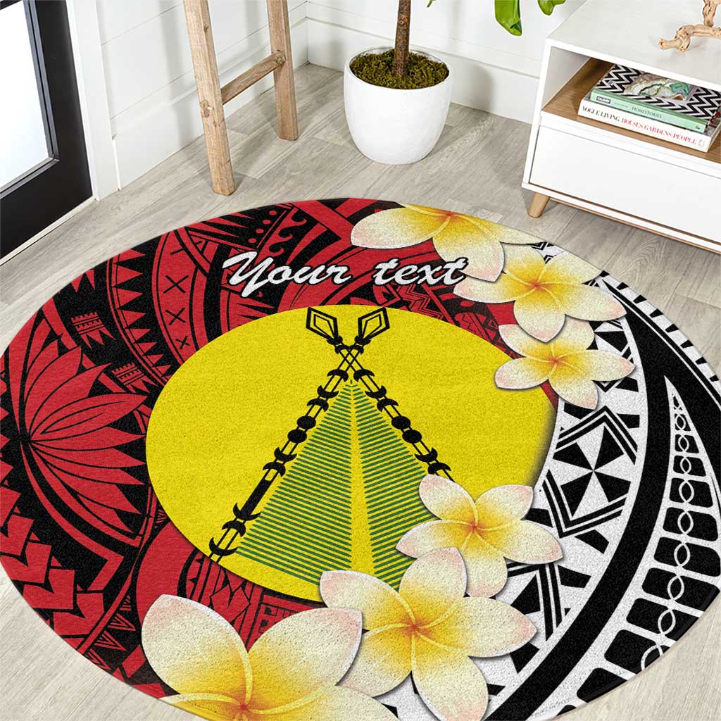 Sigave Chiefdom Wallis and Futuna Personalized Round Carpet Frangipani Flowers Polynesian Pattern