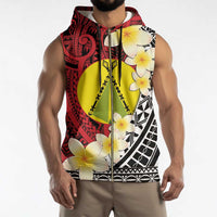Sigave Chiefdom Wallis and Futuna Personalized Sleeveless Zip Hoodie Frangipani Flowers Polynesian Pattern - Polynesian Pride