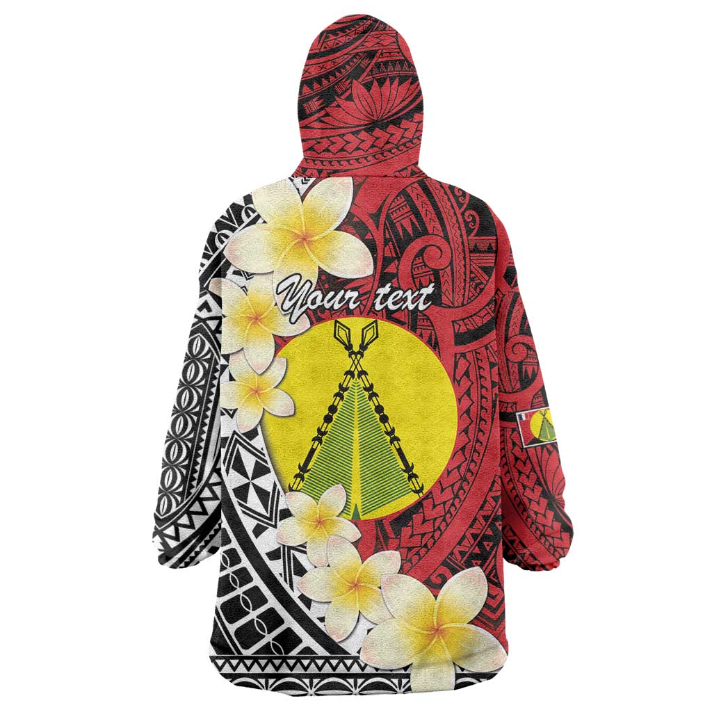 Sigave Chiefdom Wallis and Futuna Personalized Wearable Blanket Hoodie Frangipani Flowers Polynesian Pattern